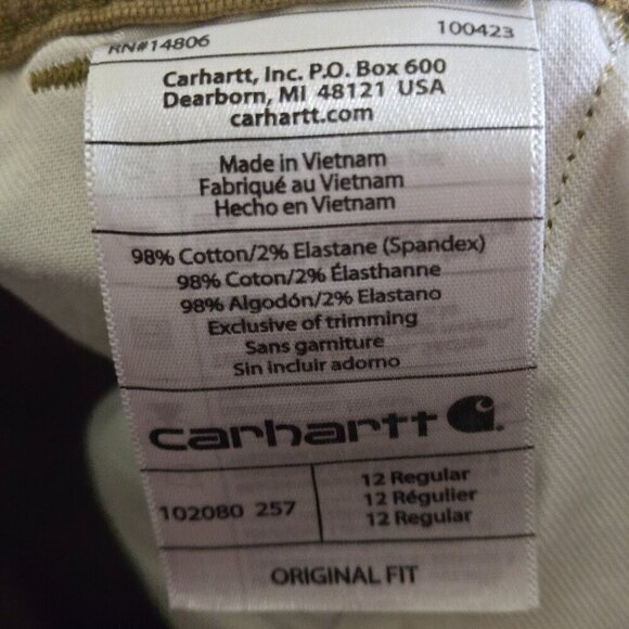 Carhartt Original Fit Carhartt Brown Carpenter Pants Size 12 - Picture 8 of 8